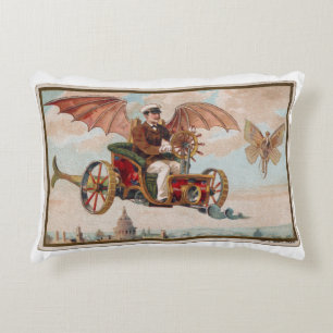 Almofada Decorativa Travesseiro de Ênfase do Carro Steampunk Voador