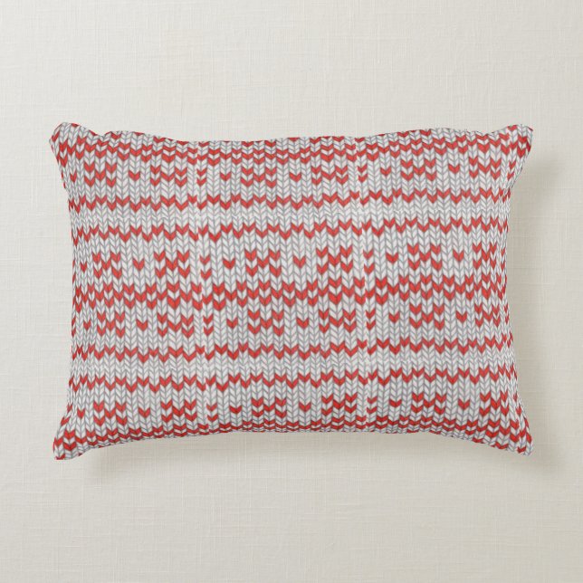 Almofada Decorativa TRAVESSEIRO de Ênfase KNIT NORDIC VERMELHO (Frente)