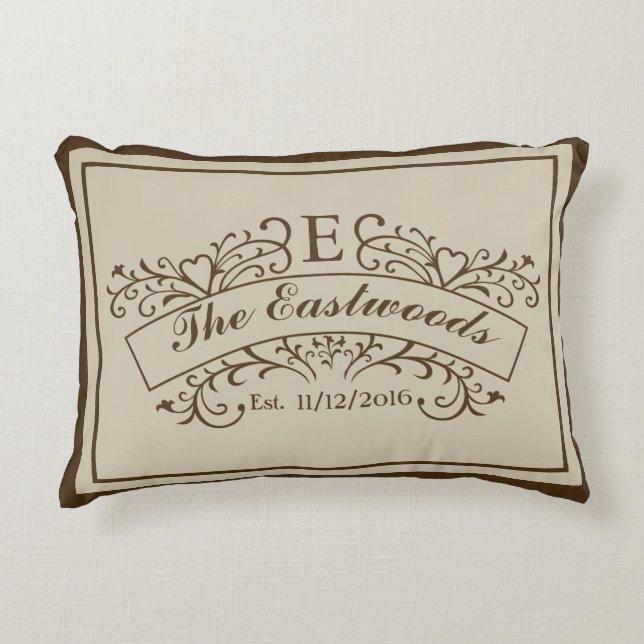 Almofada Decorativa Travesseiro de Ênfase Monograma Elegante (Frente)