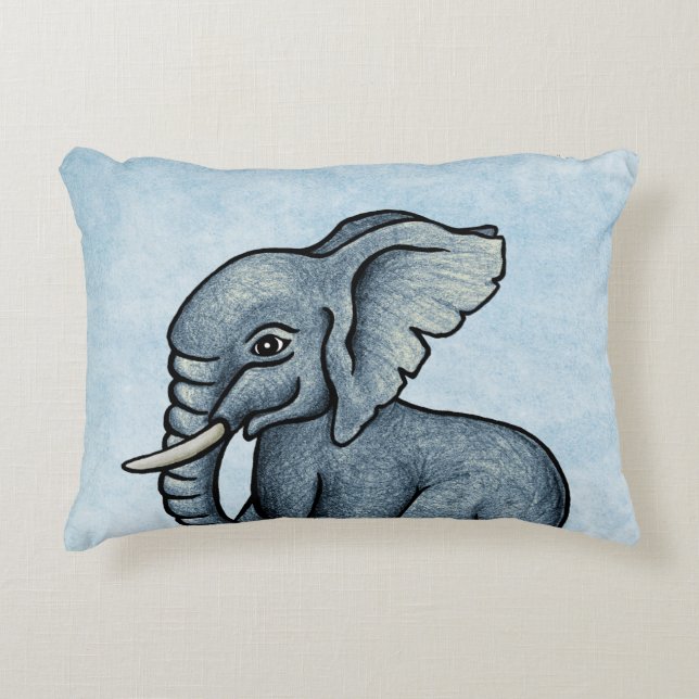 Almofada Decorativa Travesseiro de Ênfase Personalizado Azul-Elefante  (Frente)