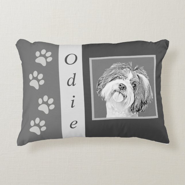 Almofada Decorativa Travesseiro de Ênfase Shih Tzu Personalizável (Frente)