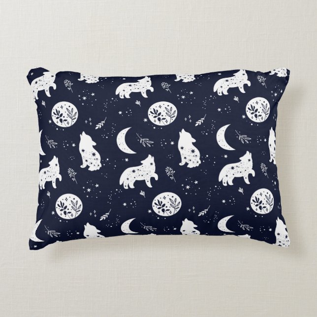 Almofada Decorativa Travesseiro de Filhote de Lobo Uivando para a Lua (Frente)