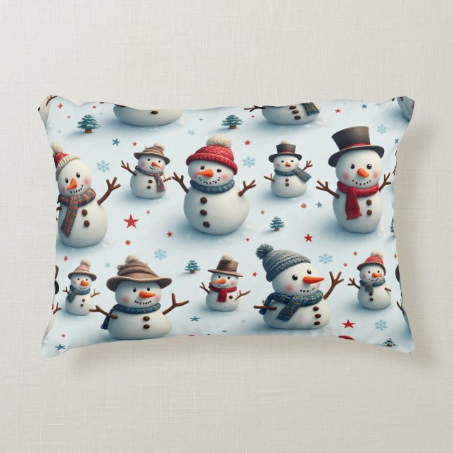 Almofada Decorativa Travesseiro de imagem Snowman (Frente)