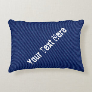 Almofada Decorativa Travesseiro de Jeans Azul Faux - Texto Personaliza