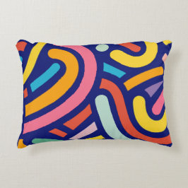 Almofada Decorativa Travesseiro de Linhas Abstratas Coloridas