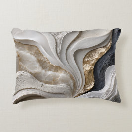 Almofada Decorativa Travesseiro de Mármore Branco Abstrato Dourado | T