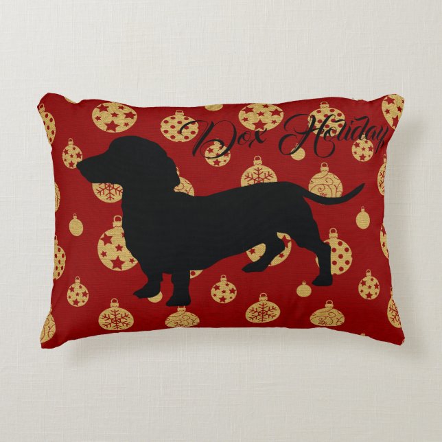 Almofada Decorativa Travesseiro de Natal Dachshund (Frente)
