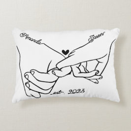 Almofada Decorativa Travesseiro de promessa de casal de mãos dadas, pe
