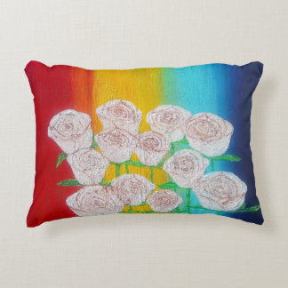 Almofada Decorativa Travesseiro de rosas de fundo multicolorido