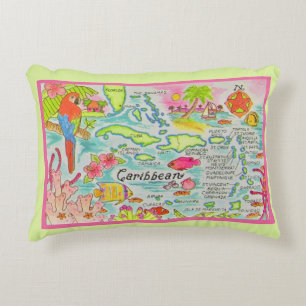Almofada Decorativa Travesseiro decorativo Colorida das Ilhas Caribes