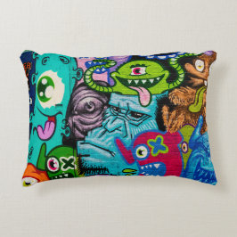 Almofada Decorativa Travesseiro decorativo Colorido de Arte Monstro do