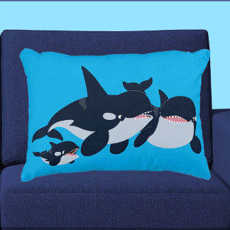 Almofada Decorativa Travesseiro decorativo da Família Orca de Cartoon