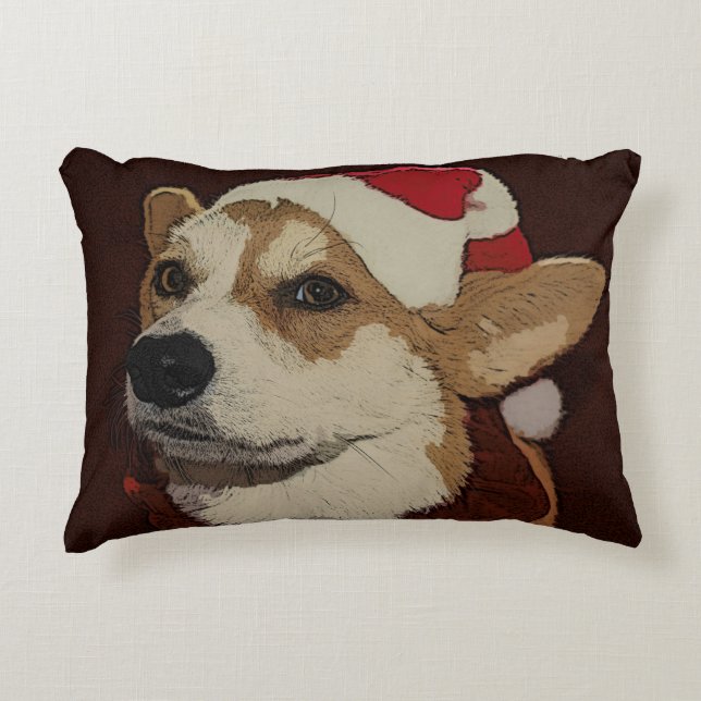 Almofada Decorativa Travesseiro decorativo de Natal Corgi (Frente)