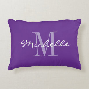 Almofada Decorativa Travesseiro decorativo roxo com monograma de nome