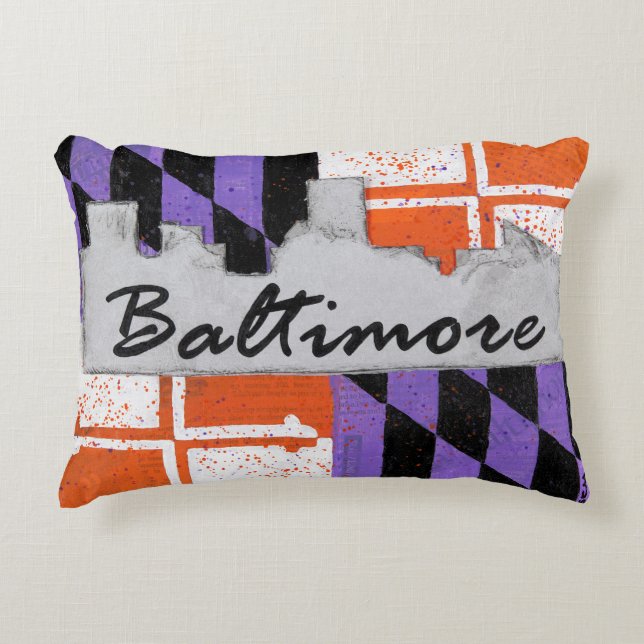 Almofada Decorativa Travesseiro do acento da skyline de Baltimore (Frente)