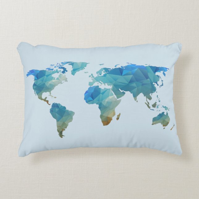 Almofada Decorativa Travesseiro do mapa do mundo (Frente)