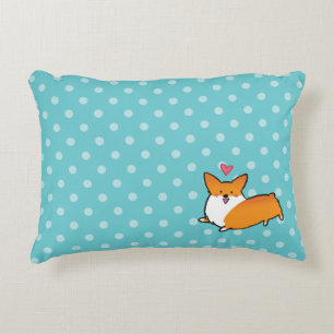 Almofada Decorativa Travesseiro feliz do Corgi das bolinhas