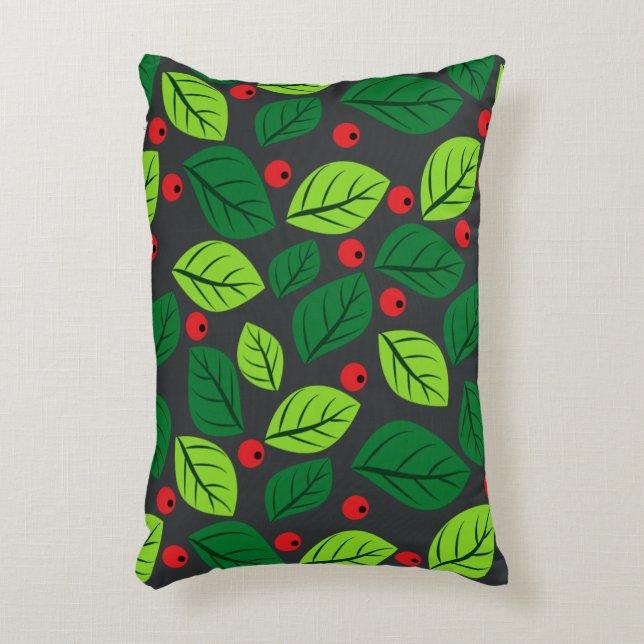 Almofada Decorativa travesseiro "Folhas e Berries" (Frente(Vertical))
