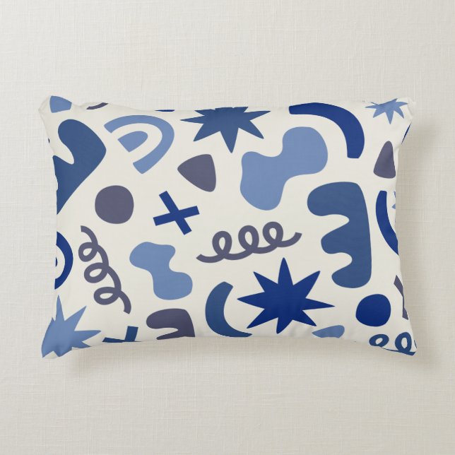 Almofada Decorativa Travesseiro Geométrico - Design Abstrato Azul-Chic (Frente)