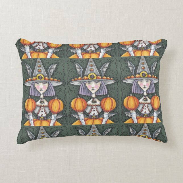 Almofada Decorativa Travesseiro Gótico Bat Witch HALLOWEEN ACCENT (Frente)