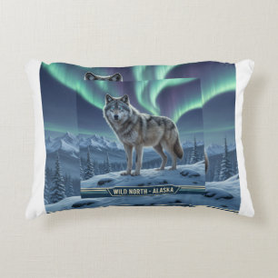 Almofada Decorativa Travesseiro 🐺 Lobo ❄️   Norte Luzes Domésticas 🌌