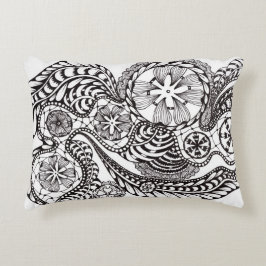 Almofada Decorativa Travesseiro Lombar de Renda Preto e Branco Minimal