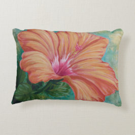 Almofada Decorativa Travesseiro Orange Hibiscus