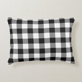 Almofada Decorativa Travesseiro Padrão Clássico de Gingham Preto e Bra