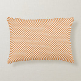 Almofada Decorativa Travesseiro retangular xadrez laranja e branco