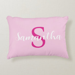Almofada Decorativa Travesseiro rosa quente personalizado com nome ini