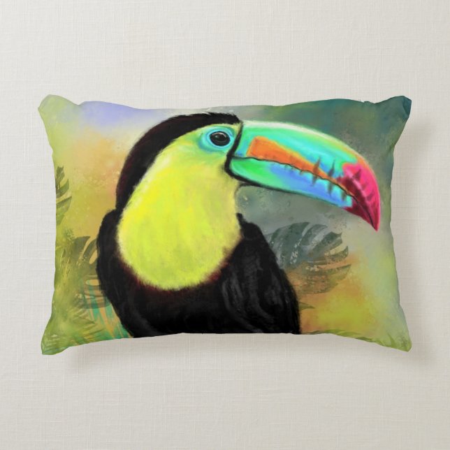 Almofada Decorativa Travesseiro tropical Toucan (Frente)