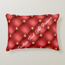 Almofada Decorativa Travesseiro Vermelho com Tufo Dourado Texto Person