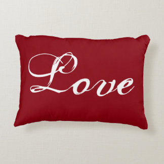 Almofada Decorativa Travesseiro Vermelho "Love" com Damask Back