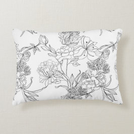 Almofada Decorativa Travesseiros de Destaque - Impressão Floral Branco