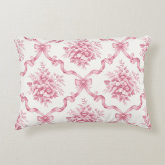 Almofada Decorativa Treliça de Fita Francesa Rosa Bouquet Floral em Tr