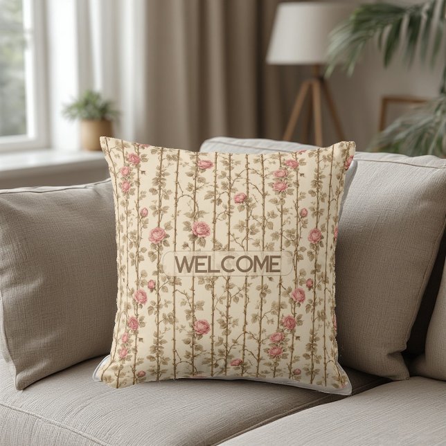 Almofada Decorativa Treliça de Rosa Subindo Willia (William Morris Rose Climbing Trellis Decorative Throw Pillow)