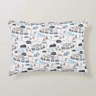 Almofada Decorativa Trem de Animais da Selva Bebê Menino