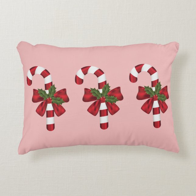 Almofada Decorativa Três Balas de Natal em Rosa Claro (Frente)