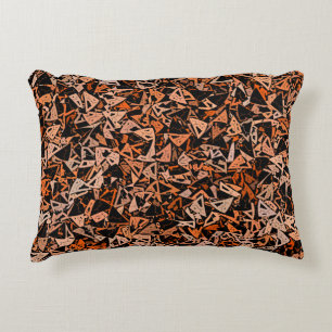 Almofada Decorativa Triângulo Preto Laranja Castanho Sem Costura Padrã