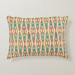Almofada Decorativa Tribal Batik - Rosa Pêssego e Turquesa