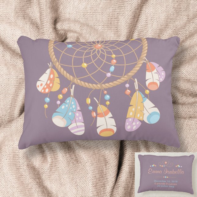 Almofada Decorativa Tribal Dreamcatcher Novo Nome do Bebê (Criador carregado)