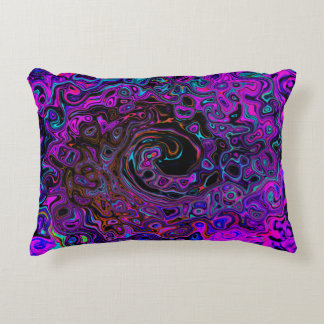 Almofada Decorativa Trippy Black and Magenta Retro Liquid Swirl