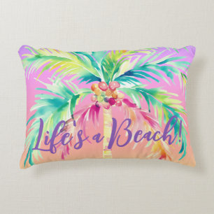 Almofada Decorativa Tropical Sunset Palm Tree Life é uma praia