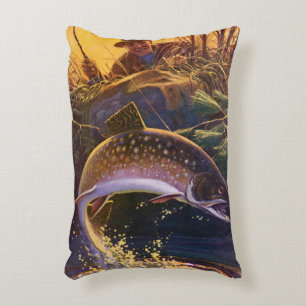 Almofada Decorativa Truta-de-riacho Pescador de Peixes, Pesca Esportiv