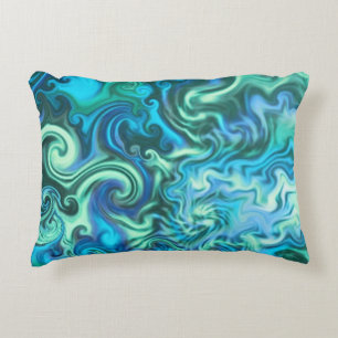 Almofada Decorativa Turquesa azul psicadélico & aqua do