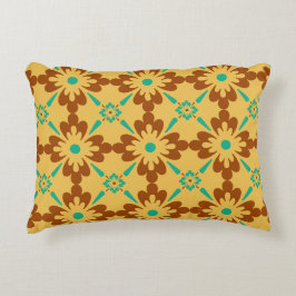 Almofada Decorativa Turquesa Castanho E Azulejo Amarelo Espanhol