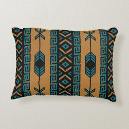 Almofada Decorativa Turquesa E Tan Tribal Sudoeste Padrão Asteca