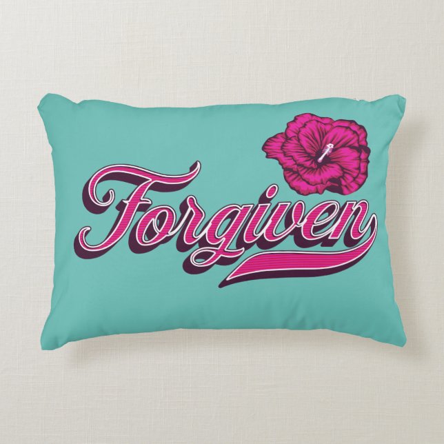 Almofada Decorativa Turquesa Fordado Hibiscus (Frente)