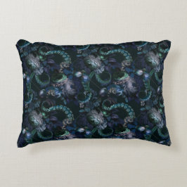 Almofada Decorativa Turquesa Gótica Cthulhu Tentáculo Com Flores