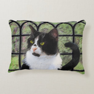 Almofada Decorativa Tuxedo Cat em Pintura de Janela Arte Animal Origin